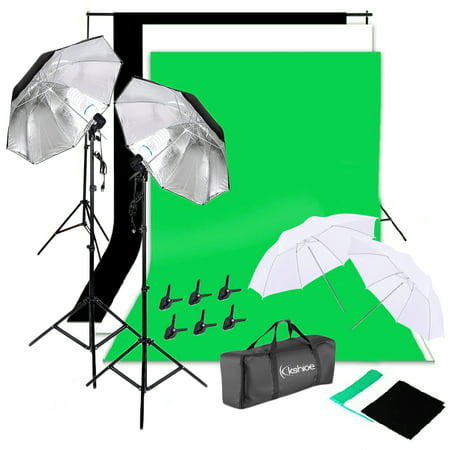 Zimtown NEW Photo Studio Lighting Photography 2 Backdrop Stand Light Kit Umbrella Set