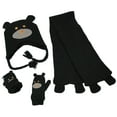 thumbnail image 2 of N'Ice Caps Little Kids Toddlers Cute Animal Face Knitted 3 Piece Hat Scarf Mitten Set - Black, 2 of 2