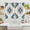 thumbnail image 2 of Turquoise Aztec Kitchen Curtains 63 Inch Length, Bohemian Southwest Neutral Aesthetic Grommet Top Bedroom Living Room Curtains, Light Filtering Cafe Curtain Drapes 2 Panels Set 104''x63'', 2 of 9