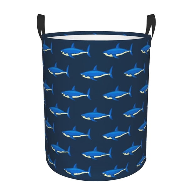 Fotbe Cute Shark Cesto de Ropa con Asas, Cesto Impermeable de Gran Capacidad, Bolsa de Lavado para Dormitorio, Cesto de Ropa con Ruedas y Asas-Medium