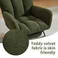 thumbnail image 4 of PAPROOS Rocking Nursery Chair with Footrest, Upholstered Glider Chair with High Backrest and Side Pocket, Teddy Fabric Rocker Accent Armchair for Nursery Bedroom Living Room, Dark Green, 4 of 10