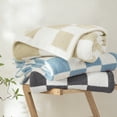 thumbnail image 3 of Whale Flotilla Checkered Knit Twin Size Blanket for Bed, Soft Fluffy and Cozy, 60"x80", Grey, 3 of 8