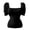 Black, variant on Women's New Square Neck Puff Short Sleeve Shirt, Slim Fit Crop Top with Knit Patchwork, Casual Summer Blouse for Daily Wear, Trendy and Cute Black L