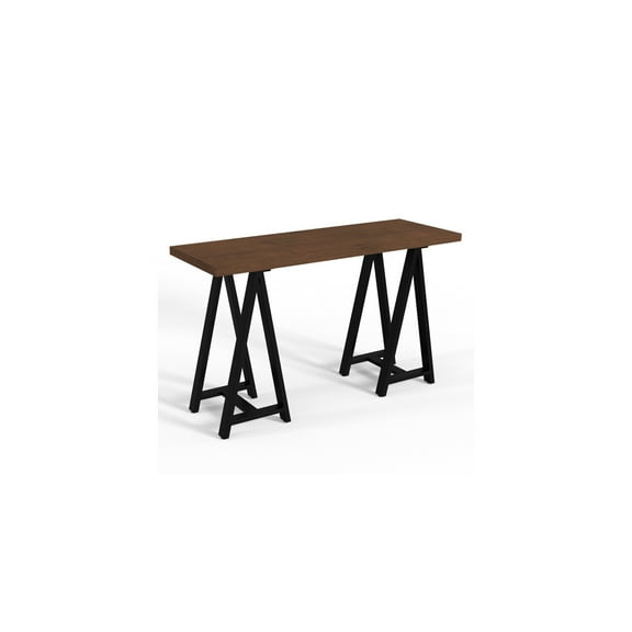 Console Sofa Table - 50" Walnut Veneer - Modern Industrial Entryway Table with Distressed Finish