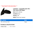 thumbnail image 2 of Left Mirror - Compatible with 1996 - 2001 Saturn SW2 Wagon 1997 1998 1999 2000, 2 of 2