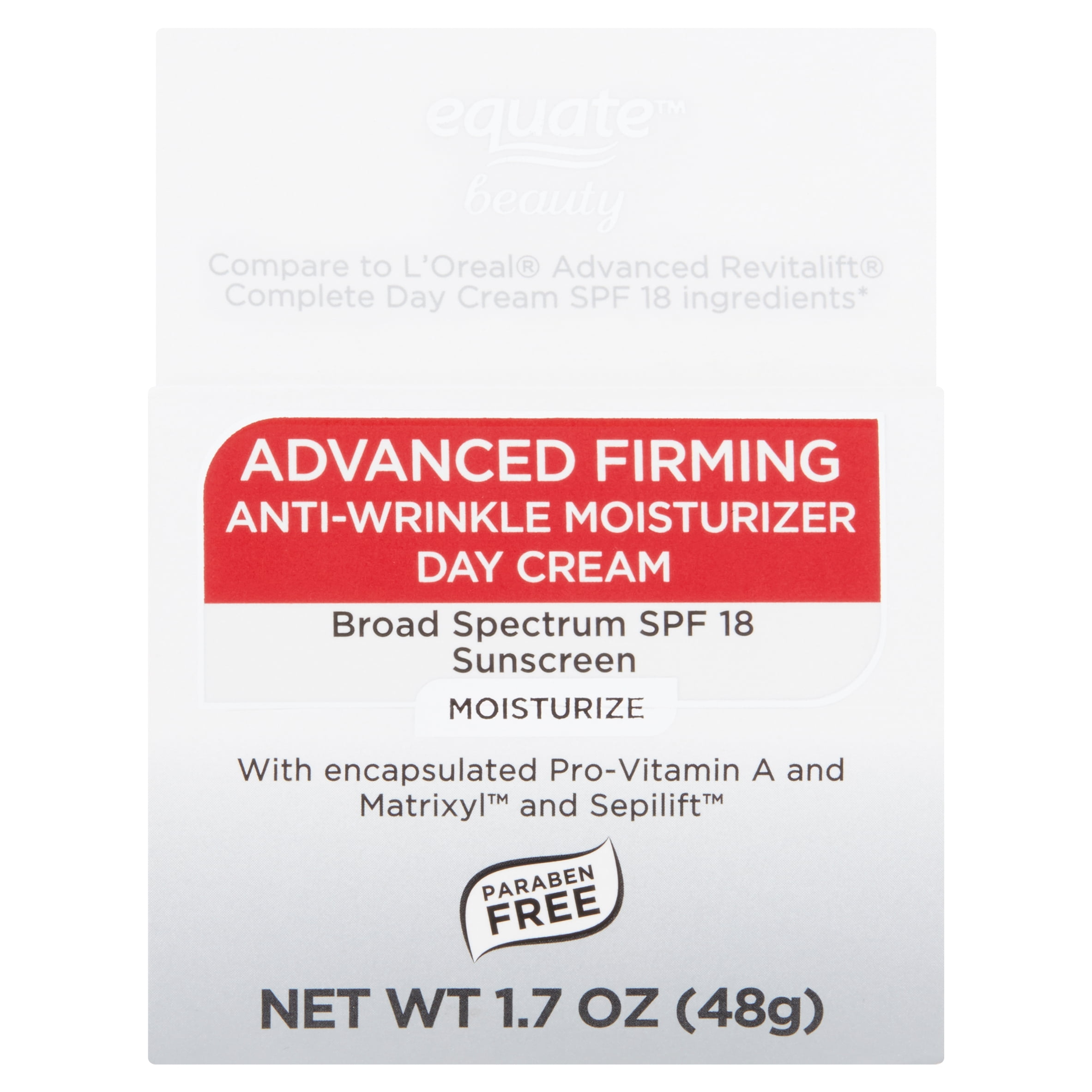 Equate Beauty Advanced Firming AntiWrinkle Moisturizer Day Cream, SPF