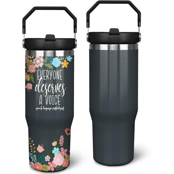 Speech Therapy 30 oz Tumbler with Handle and Straw Stainless Steel Insulated SLP Travel Coffee Mug Cups Speech Language Pathology Tumblers Speech Pathologist Therapist Gifts for Women