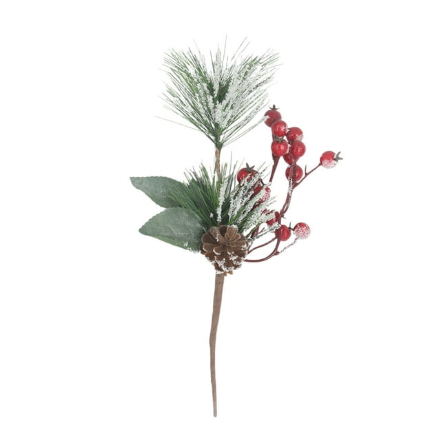 Bfogop Tiges de Baies Rouges Branches de Pin Florales Cônes de Pin Artificiels de Noël Branche Décor de Baies de Noël Persistante Pics Floraux de Vacances Tige de Houx pour Couronne de Noël Guirlande Décor DIY 12 Pouces