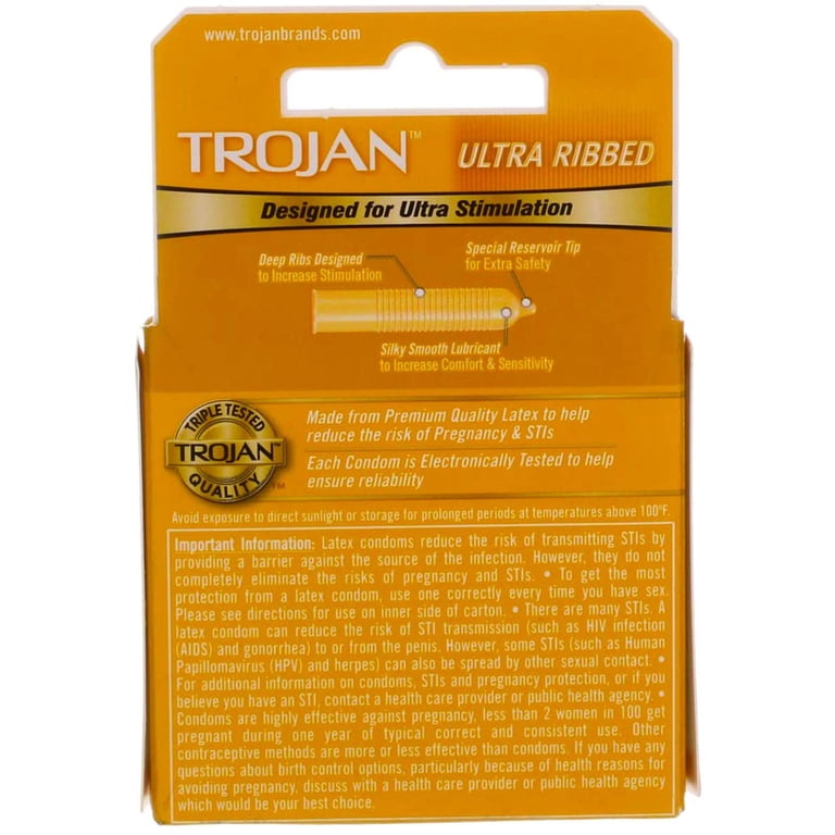 Trojan Stimulations Ultra Ribbed Lubricated Condom 3ct (Pack of 4)