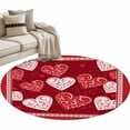 thumbnail image 2 of Round Area Rug 3ft, Retro Valentine's Day Textured Love Heart Non-Shedding Washable Area Rug, Romantic Red Non Slip Low-Profile Circle Rugs for Living Room, Bedroom Dining Room, 2 of 9