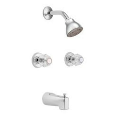 - Moen 2982EP Chateau Tub & Shower Trim Package with Single Function Shower Head & Dual Acrylic Knobs - with Rough-In Valve