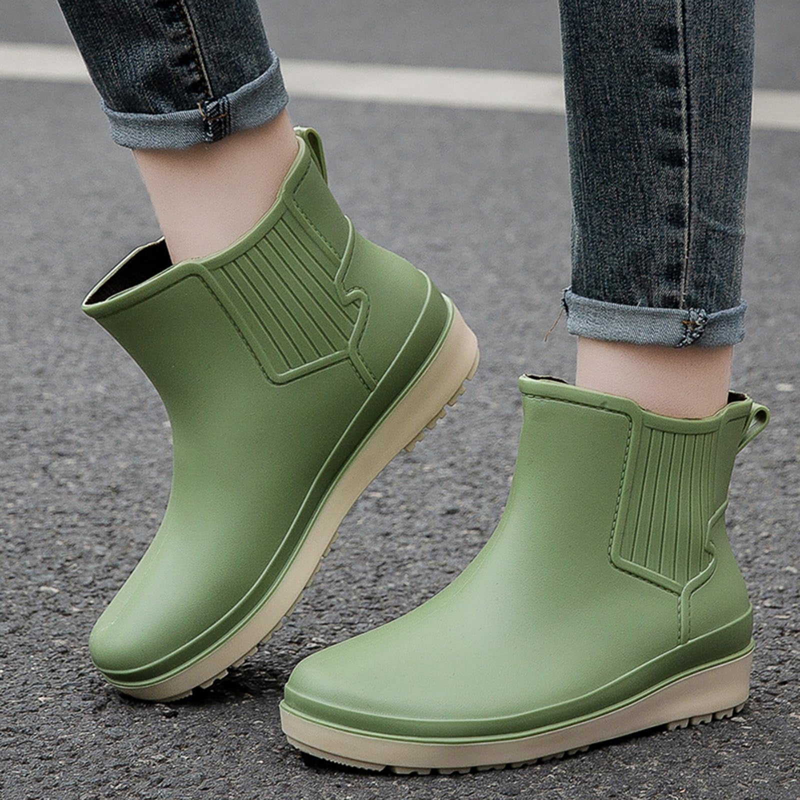 AUXDIQ Rain Boots Women Short Ankle Waterproof Rain Shoes Outdoor Garden Shoes