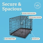 Vibrant Life 2-Door Foldable 42 Metal Dog Training Crate with Divider Panel and Leak-Proof Tray