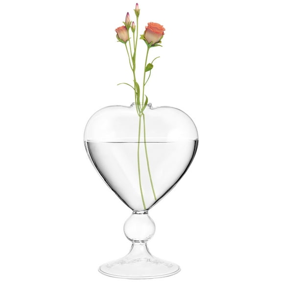 Amosfun Heart Glass Hydroponic Vase Transparent 1Pcs Garden Decor Accent