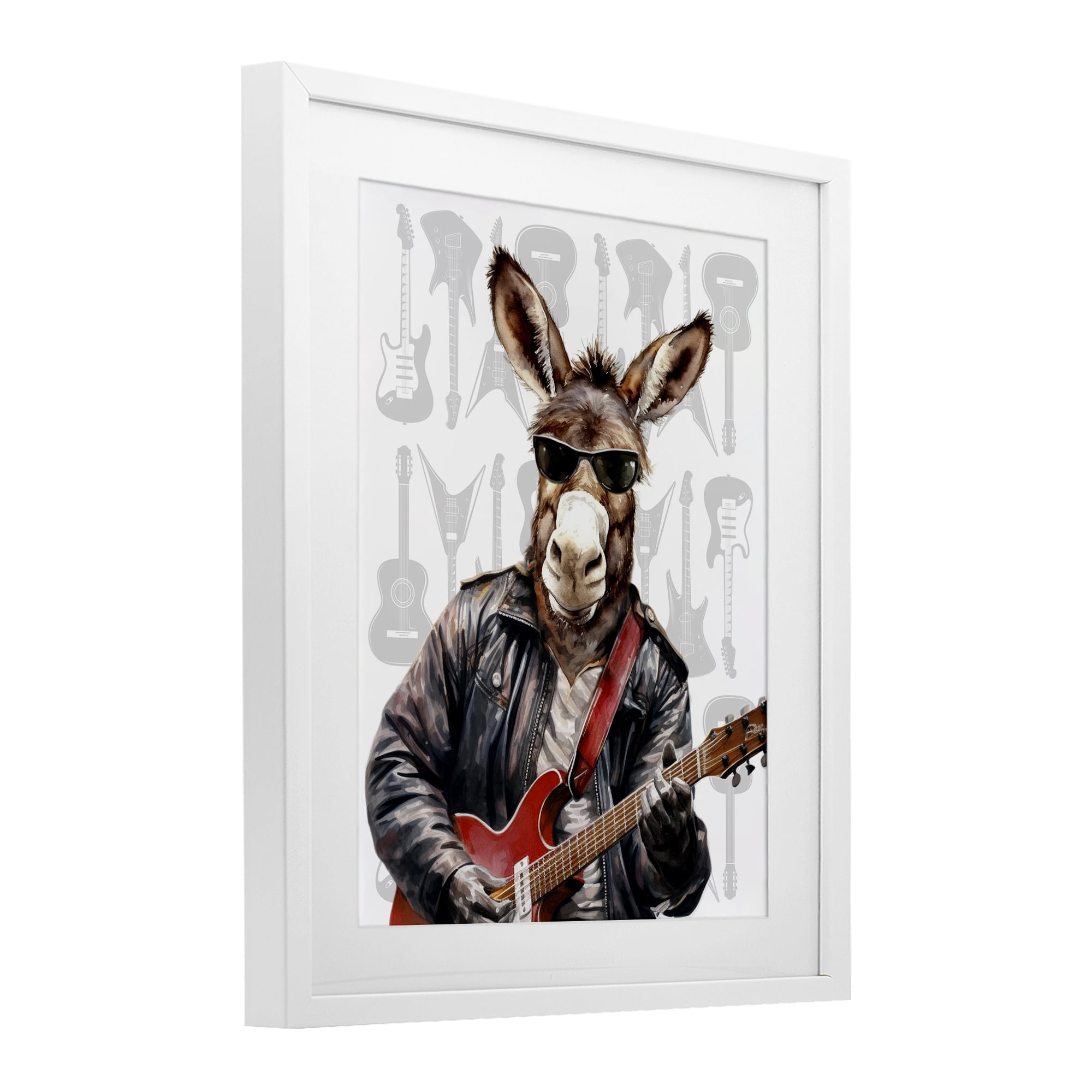 Stupell Industries Performing Musician Donkey White Framed Print Under Glass, design by CAD Designs