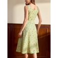 thumbnail image 6 of Vintage Elegant Women's Ditsy Floral Sleeveless Square Neck A-Line Midi Dress with Pockets and Button Detail, 6 of 7