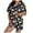 Black, variant on oqasdz Halloween Pajamas Women Pumpkin Prints Silk Soft Lapel Short Sleeve Shirts and Shorts Homewear Casual Pajama Set, L