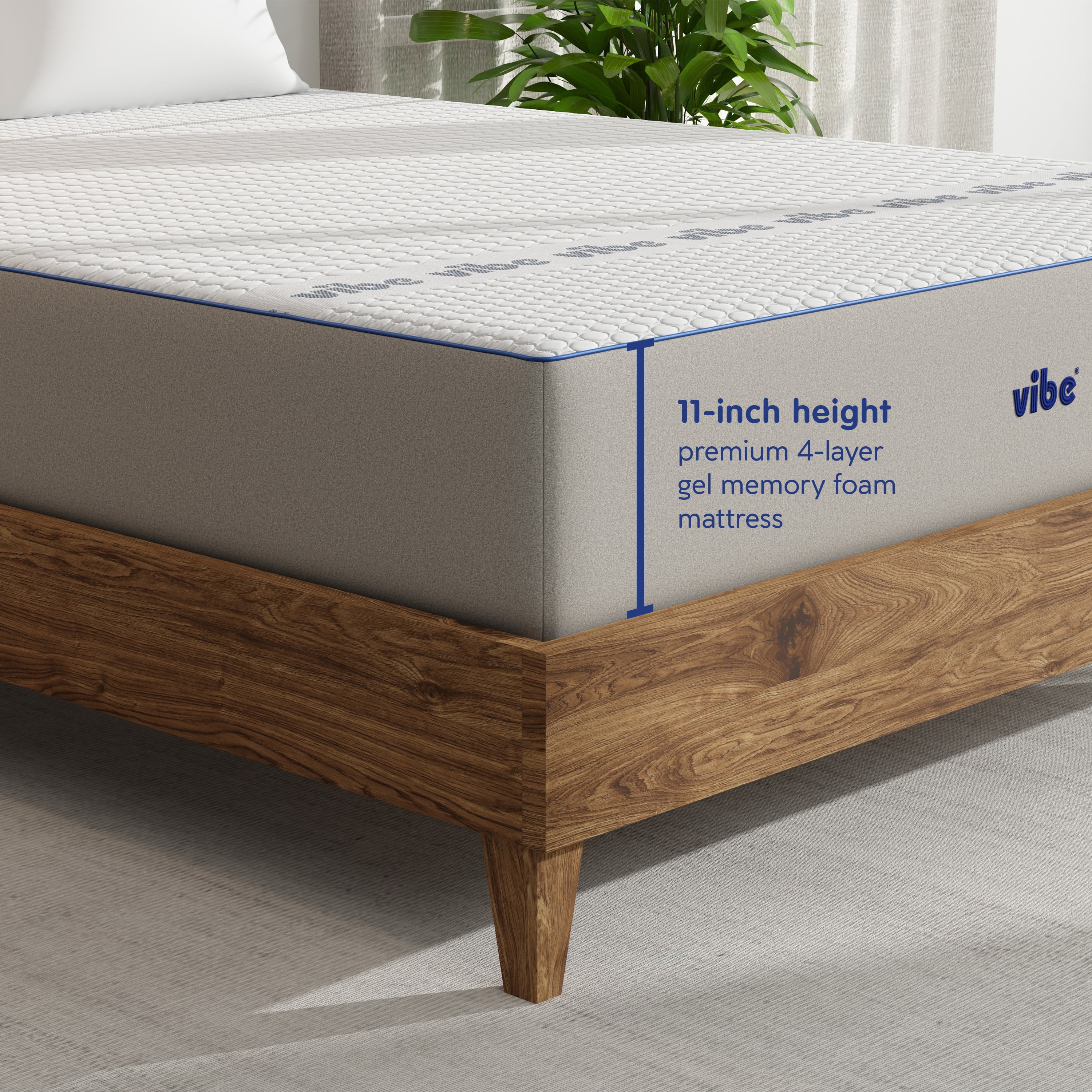 Vibe 11" Gel Memory Foam Mattress, Medium Plush, Cal King
