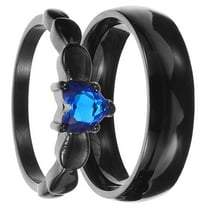 TEHAUX Titanium Steel Couple Set, Matching Black Fashion Love Bands, 2 Pieces Jewelry for Men and Women