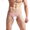 thumbnail image 5 of ZQUUVOU Men's T-Back Briefs Breathable G-String Lace Underwear (Pink,Free Size), 5 of 7
