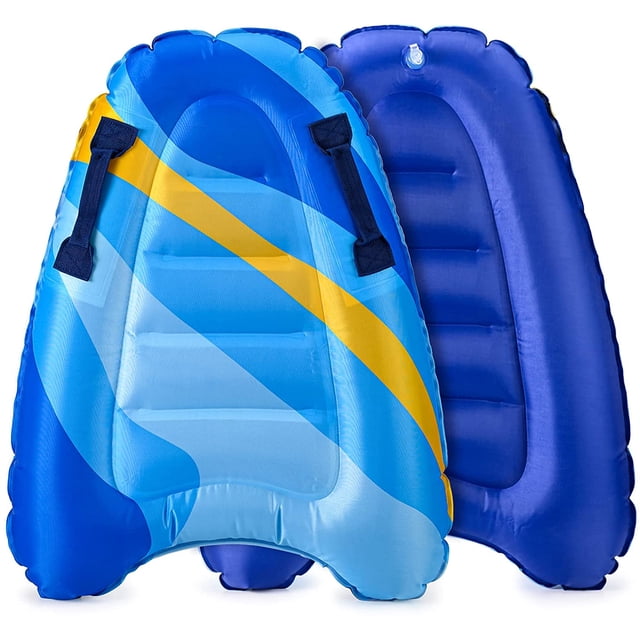 Inflatable Body Surfing Float Board Surf Rider for Slip and Slides Pool Water Game Portable Dual Boogie Board Wave Bodyboard Water Beach Fun Toy Double-Color Design for Kids and Adult(Lines)