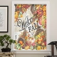 thumbnail image 4 of Welcome Fall Semi Sheer Curtains Drapes for Living Room, Bedroom, French Doors Window 96 Inches Long, Farmhouse Thanksgiving Pumpkins Rod Pocket Chiffon Curtain Drapery Voile Draperies Panel, 4 of 6