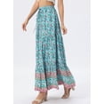 thumbnail image 4 of DARING DIVA Women's Boho Flare Floral Skirt Small Turquoise Blue, 4 of 6