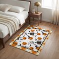 thumbnail image 4 of Entryway Rug 2'x3', Orange Pumpkins Halloween Kitchen Runner Rugs Non-Slip Carpet Mats, Black Castle Orange Plaid Bedside Rugs Runners Washable Floor Carpet for Bathroom Laundry Room, 4 of 8