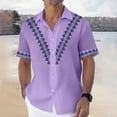 thumbnail image 2 of Inglocry Cuban Guayabera Shirts for Men Short Sleeve Casual Button Down Shirt Band Collar Beach Camp Striped Mexican Shirt Purple 2XL, 2 of 5