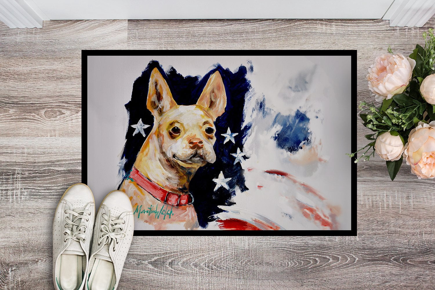 Chevy Boston Terrier Doormat 27 in x 18 in