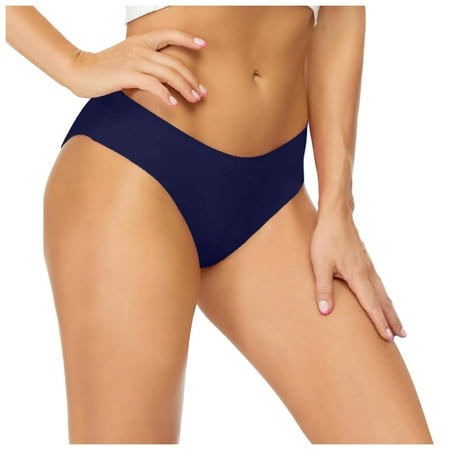 WERYOUNG Women Black Low Waisted Bikini Bottoms Retro Basic Full Coverage Swimsuit Mid Waist Bathing Suit Bottom Summer Tropical Brazilian Vacation Swimwear Beachwear Stylish Dark Blue S