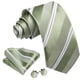 thumbnail image 2 of Set de corbatas Barry.Wang de seda a rayas en verde salvia para hombre, 2 of 5