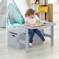 thumbnail image 3 of Costway 3-in-1 Kids Convertible Storage Bench Wood Activity Table and Chair Set Grey, 3 of 10