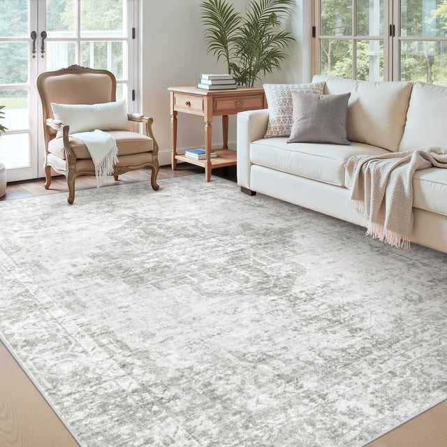 Alfombra Area Yidanamy de 152 x 213 cm, lavable y antideslizante, color gris