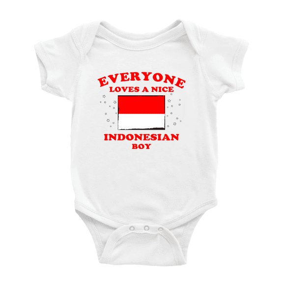 Everyone Loves a Nice Indonesian Boy Baby Bodysuits Newborn Clothes (White, 0-3 Months)