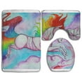 thumbnail image 1 of JSDART Unicorn Ensemble de Tapis de Salle de Bain 3 Pcs Tapis de Bain Tapis Contour et Housse de Couvercle de Toilette, 1 of 2
