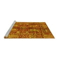 thumbnail image 2 of Ahgly Company Machine Washable Indoor Round Abstract Yellow Modern Area Rugs, 4' Round, 2 of 4