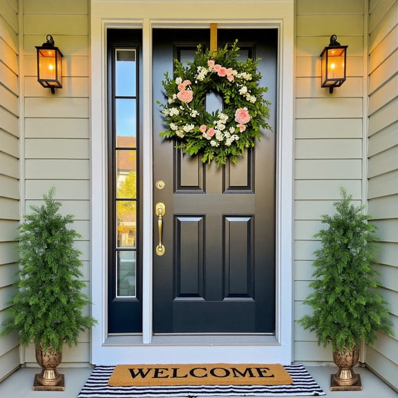RosyHaven 3ft Real Touch Faux Cedar Tree with Decorative Urn Planter , 36"UV Resistant Artificial Topiary Trees Outdoor for Front Door Porch Yard Room Fireplace Holiday Decor, 2Pack
