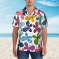 thumbnail image 2 of Fotbe Colorful Butterflies Camisa Hawaiana para Hombre Unisex – Camisa Casual de Verano con Botones de Manga Corta de Algodón y Lino,Medium, 2 of 7