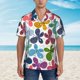 thumbnail image 2 of Balery Colorful Butterflies Camisas hawaianas de manga corta para hombre, camisas playeras de corte holgado, camisas de vacaciones con botones,Large, 2 of 7