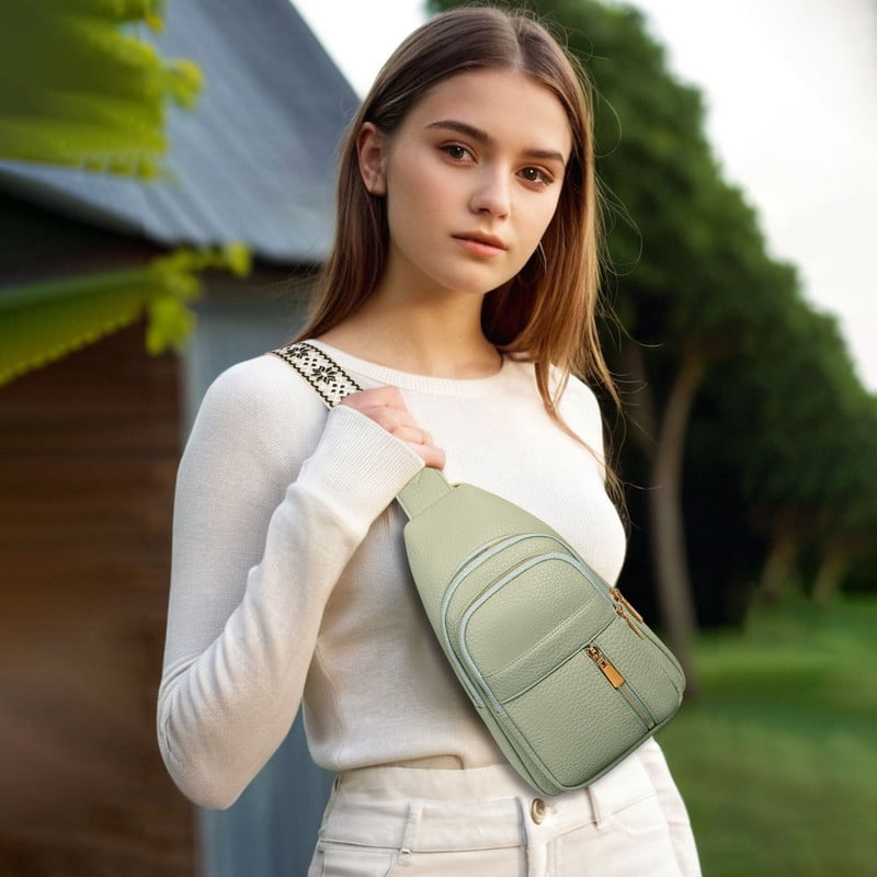 FALAN MULE Crossbody Bags for Women Trendy Leather Sling Chest Bag Fanny Packs for Women