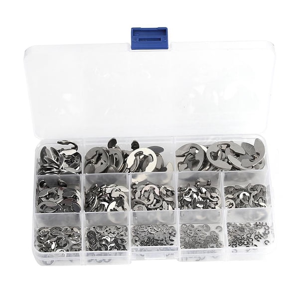 Acero Inoxidable Tipo E Circlip Anillo De Retención E-Clip Circlip Anillo De Retención Externo Surtido Conjunto De 13 Tamaños Diferentes,400 Uds 304 Eigraketly TO003653-00