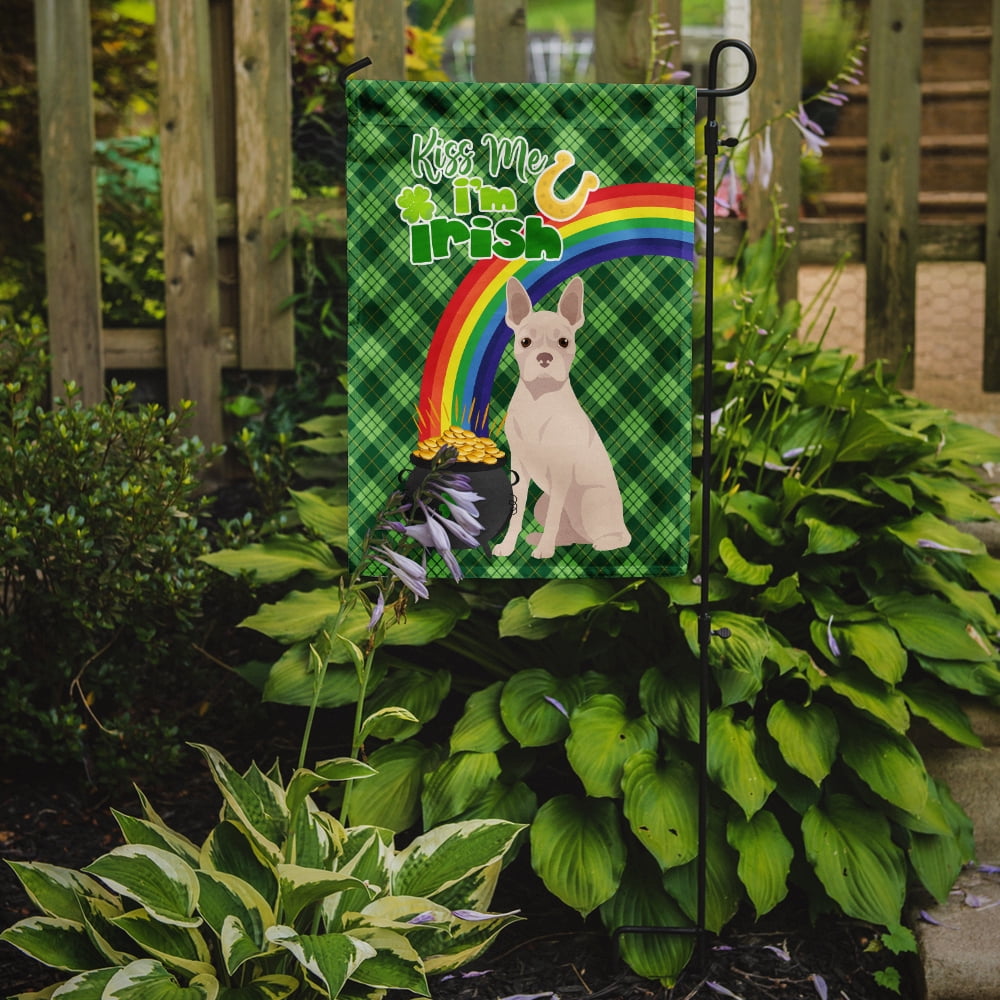 White Boston Terrier St. Patricks Day Flag Garden Size