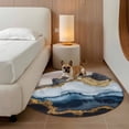 thumbnail image 3 of Navy Blue Brown Large Area Rugs for Bedroom Living Room, Soft Non Slip Carpet Bedside Rug, Luxury Modern Art Abstract Round Floor Cover Kitchen Accent Rug 6' for Dining Room/Office, 3 of 9