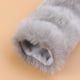 thumbnail image 3 of par de guantes sin dedos de imitación de piel de conejo, suaves y afelpados, para mujeres y niñas (patrón de longitud media, gris), 3 of 7