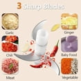 thumbnail image 4 of Mini Food Processor Cordless 250ml Small Garlic Chopper 1 Cup Battery USB Rechargeable Electric Food Chopper Wireless Portable Vegetable Meat Blender Kitchen Mixer for Onion Salad  Food Blue, 4 of 7
