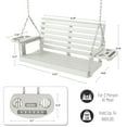 thumbnail image 6 of FOOWIN Outdoor Porch Swing, HDPE Patio Hanging Porch Swing with Cup Holder, White, 6 of 11