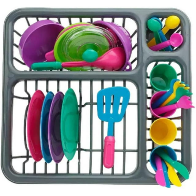Hearth & Gear 28 Piece Kids Kitchen Playset Realistic Cooking Toys For Children Pretend Chef Utensils Set Rot 30 Cm