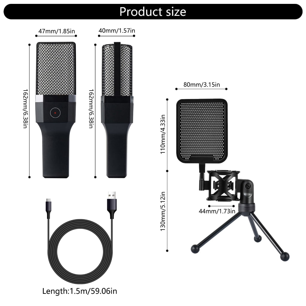 Noise Cancelling USB Condenser Microphone with Colorful Stand for Online Teaches
