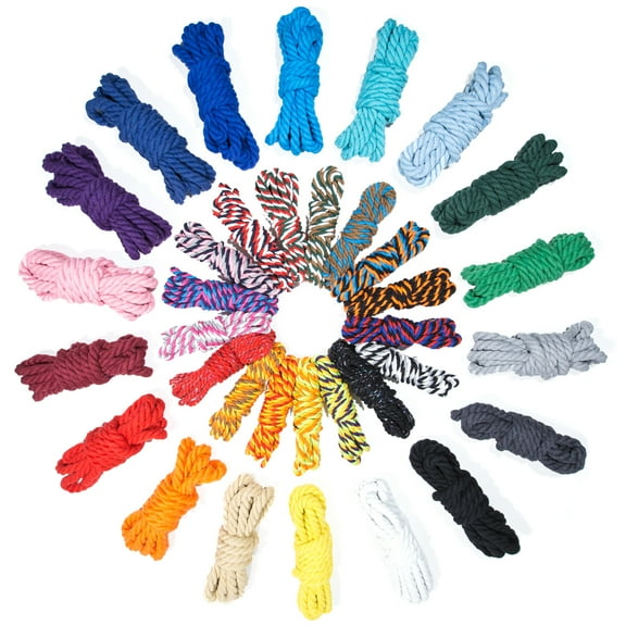 Super Soft 3 Strand Twisted Cotton Rope - Multiple Colors to Choose from in Various Diameters and Lengths
